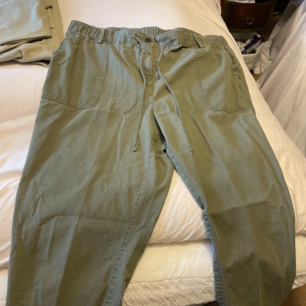 Lands' End Olive Straight-Leg Drawstring Pants